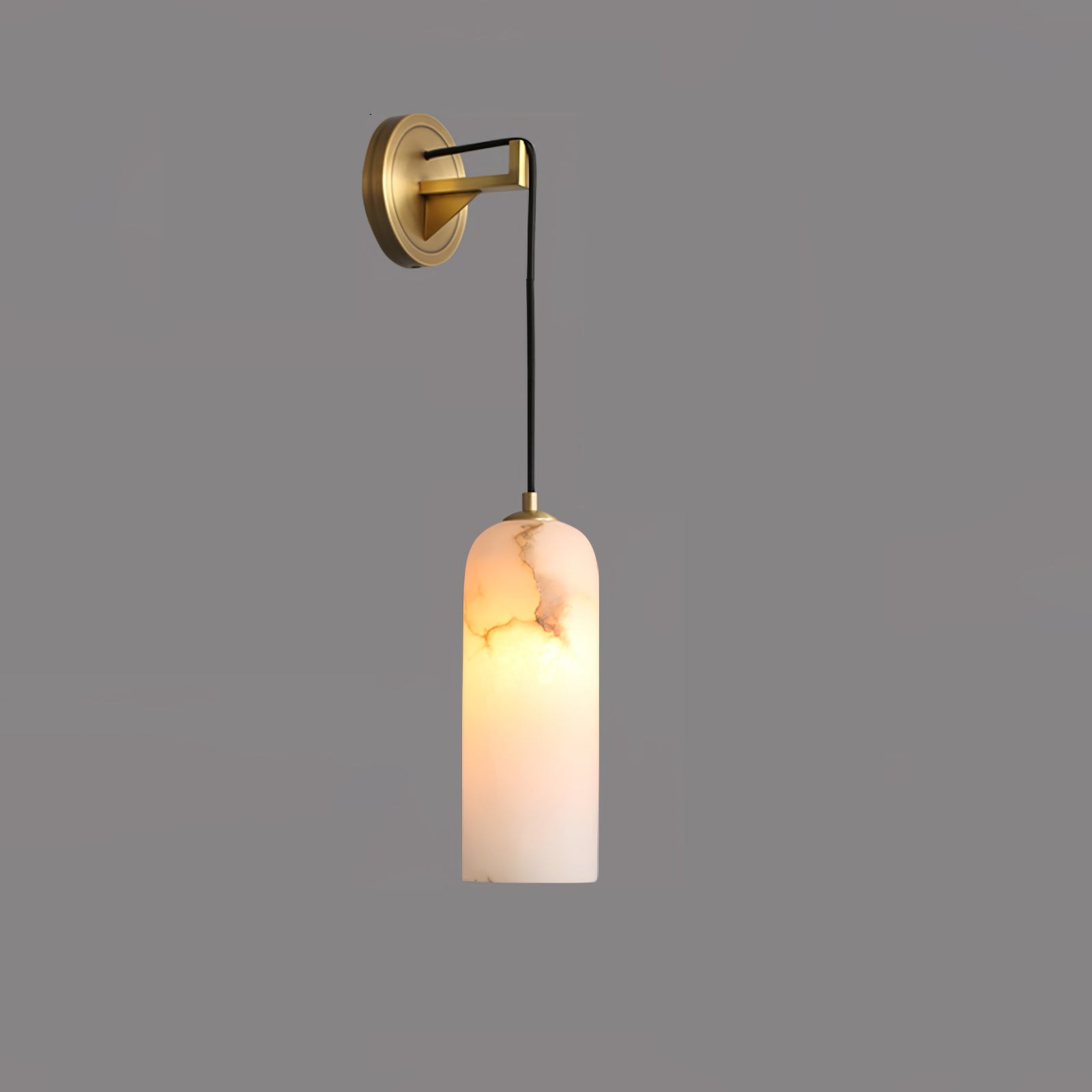 Moderne minimalistische koperen natuurlijke marmeren verstelbare draadwandlamp HL686