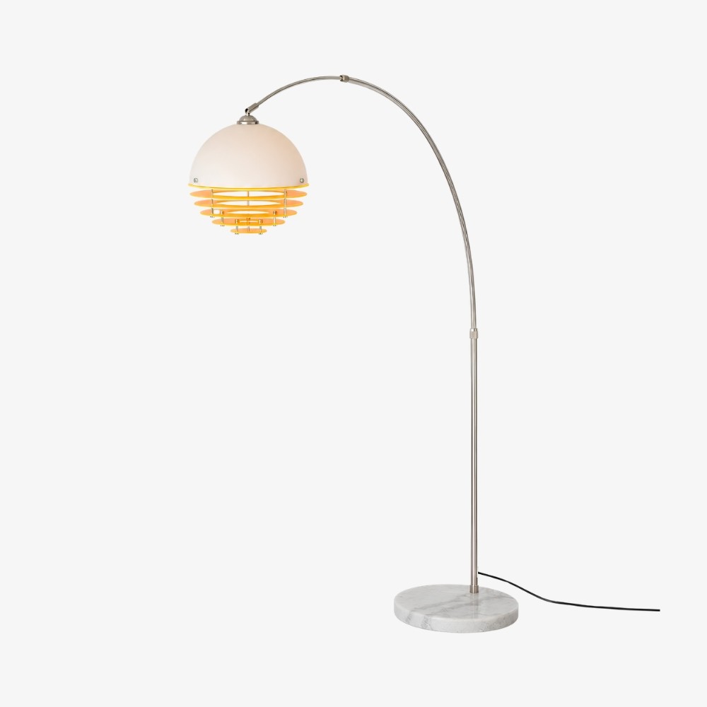 Afterglow Sunset gebogen vloerlamp - Vintage glazen kap voor slaapkamer HL3571