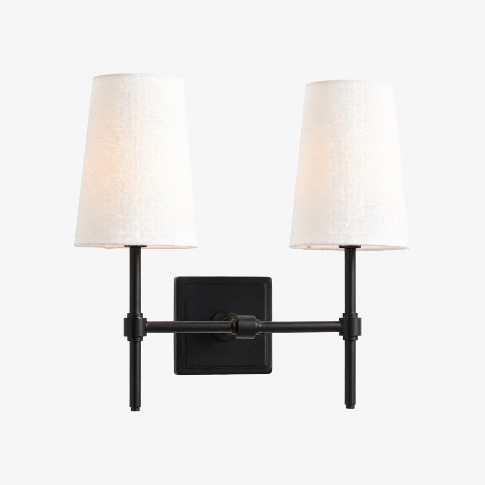 Derlina Witte Linnen Wandlamp – Retro Metalen Verlichtingsarmatuur met Meerdere Hoofden HL1433