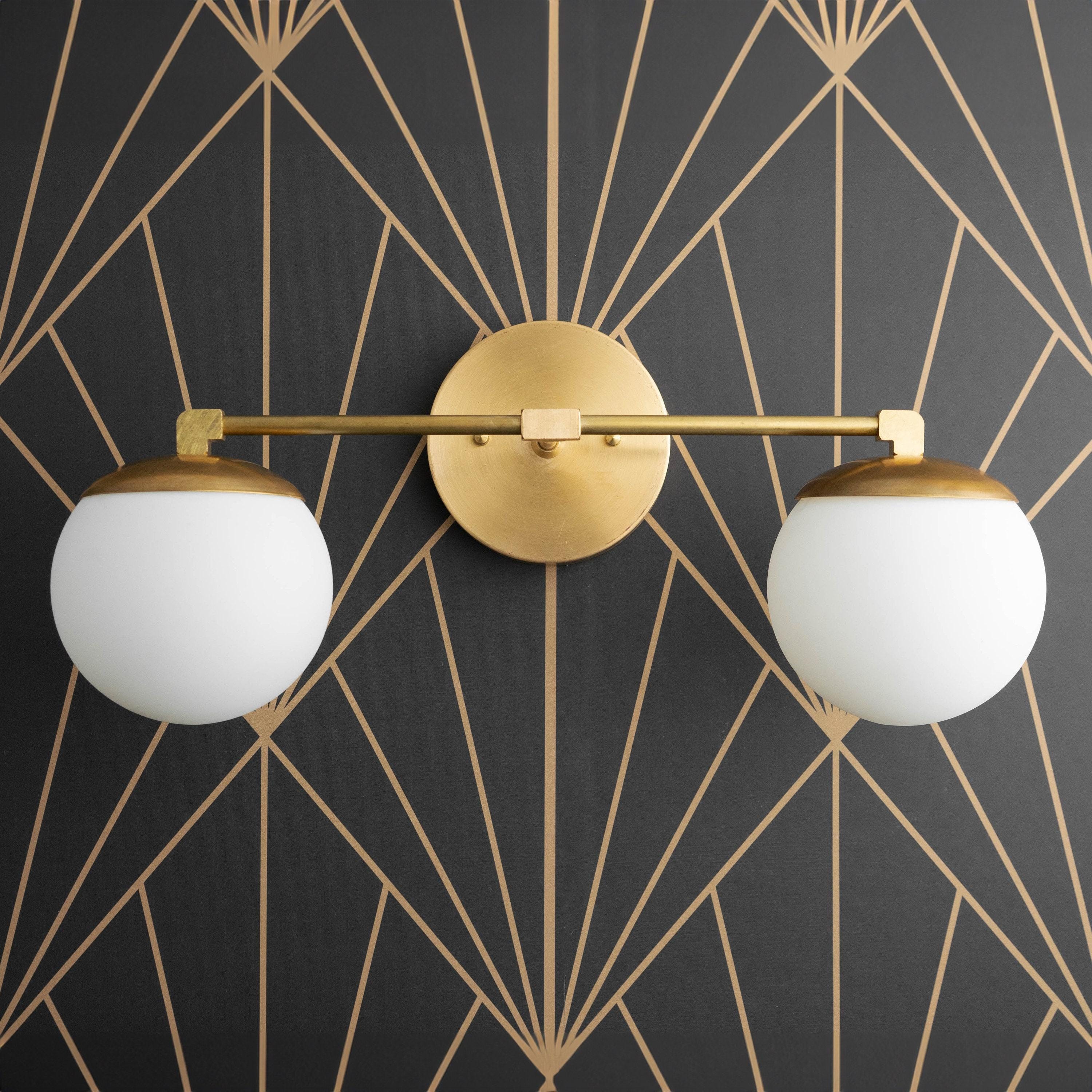 Glorica Glazen Badkamerlamp - Art Deco Messing Wandlamp Modern HL1754