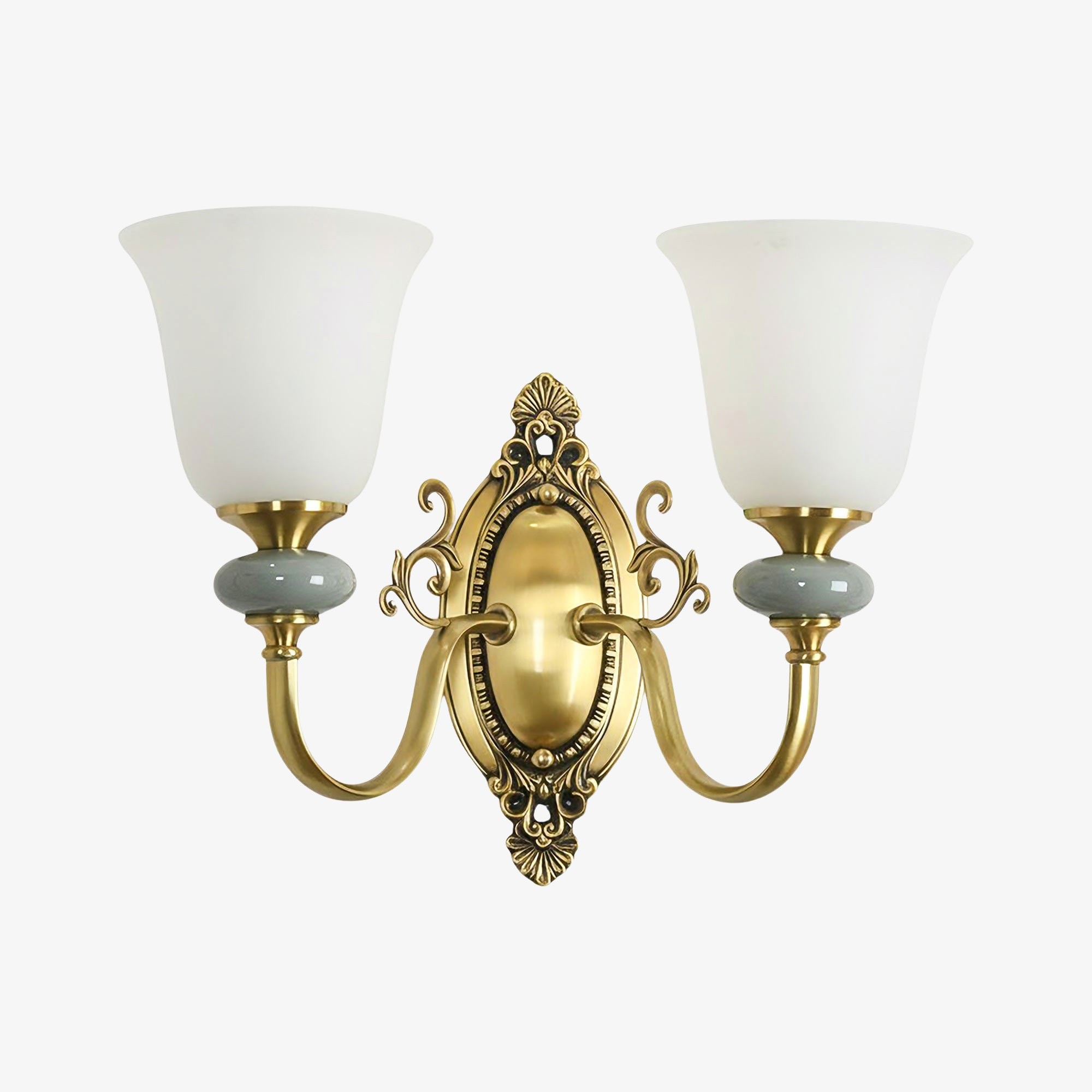 Rowanea keramische wandlamp met stoffen kap en metalen afwerking - Moderne halverlichting in landelijke stijl HL2409