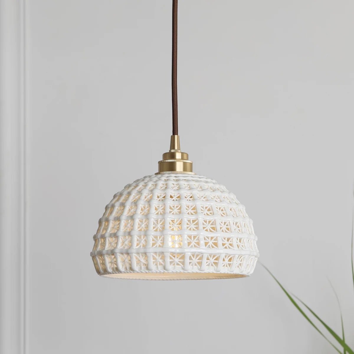 Traditionele Japanse messing walnoot glazen keramische cilinder conische bloemkom hanglamp HL1404
