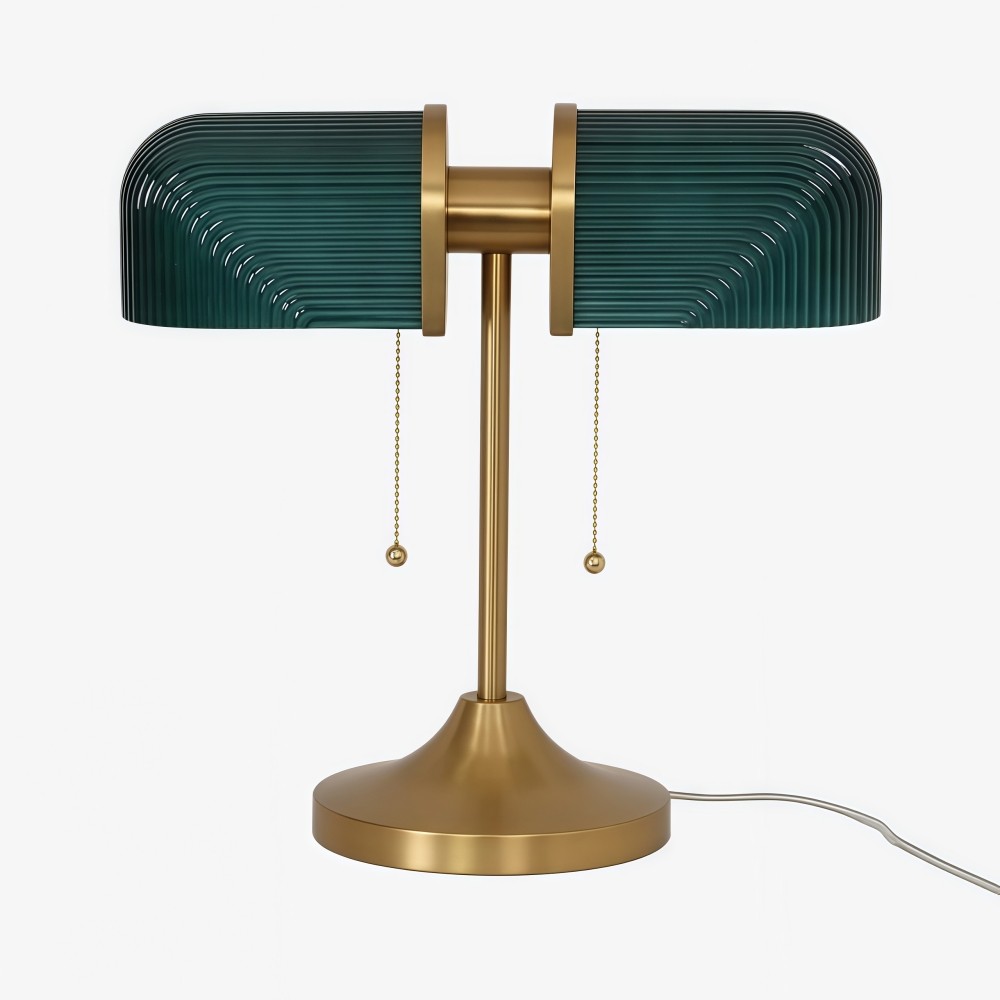 Aurebron Tafellamp met geribbeld glas - Moderne decoratieve tafellamp met metalen voet voor de woonkamer HL2486