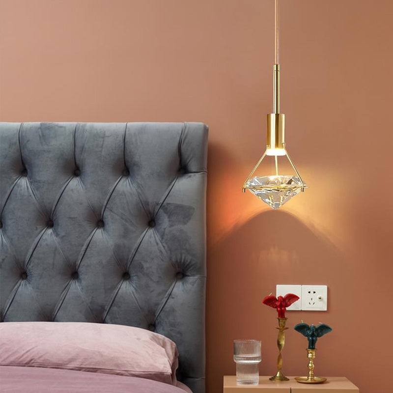 Ruitvormige koperen kristallen hanglamp HL1247