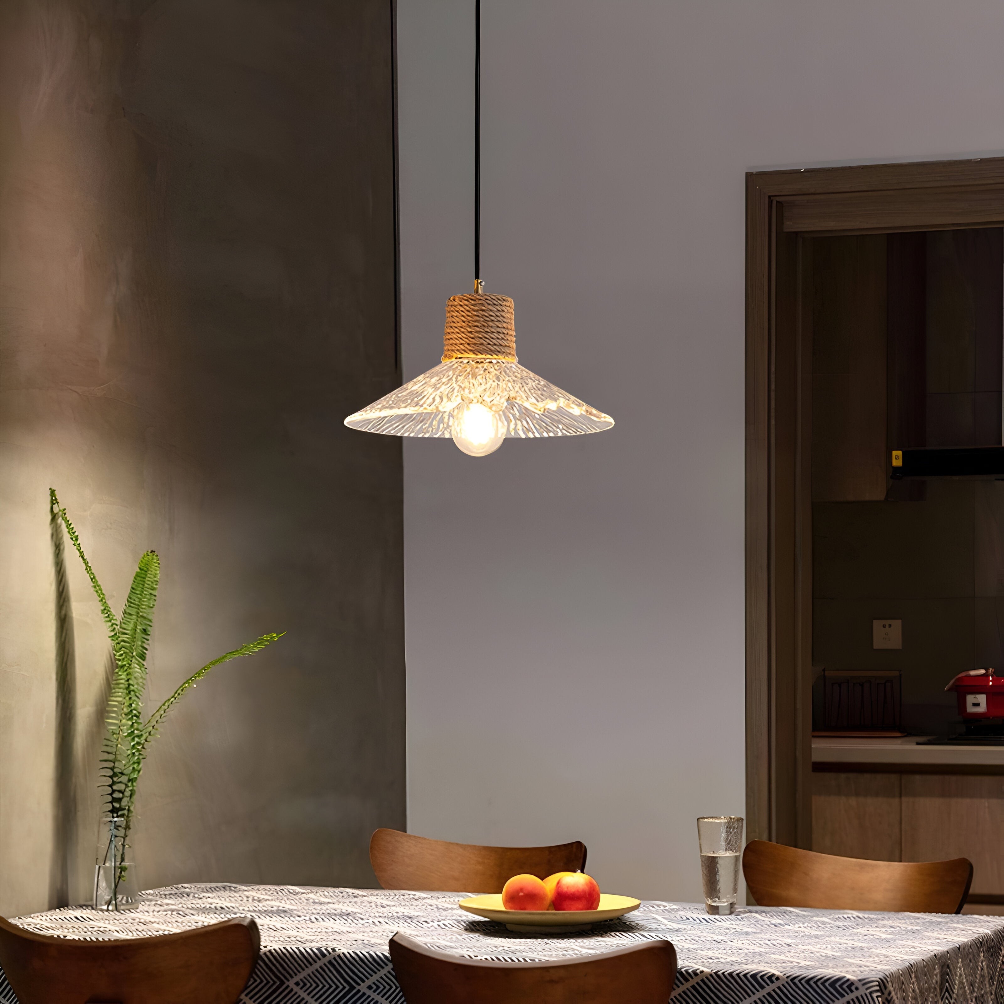 Nordic henneptouw glazen hanglamp HL1209