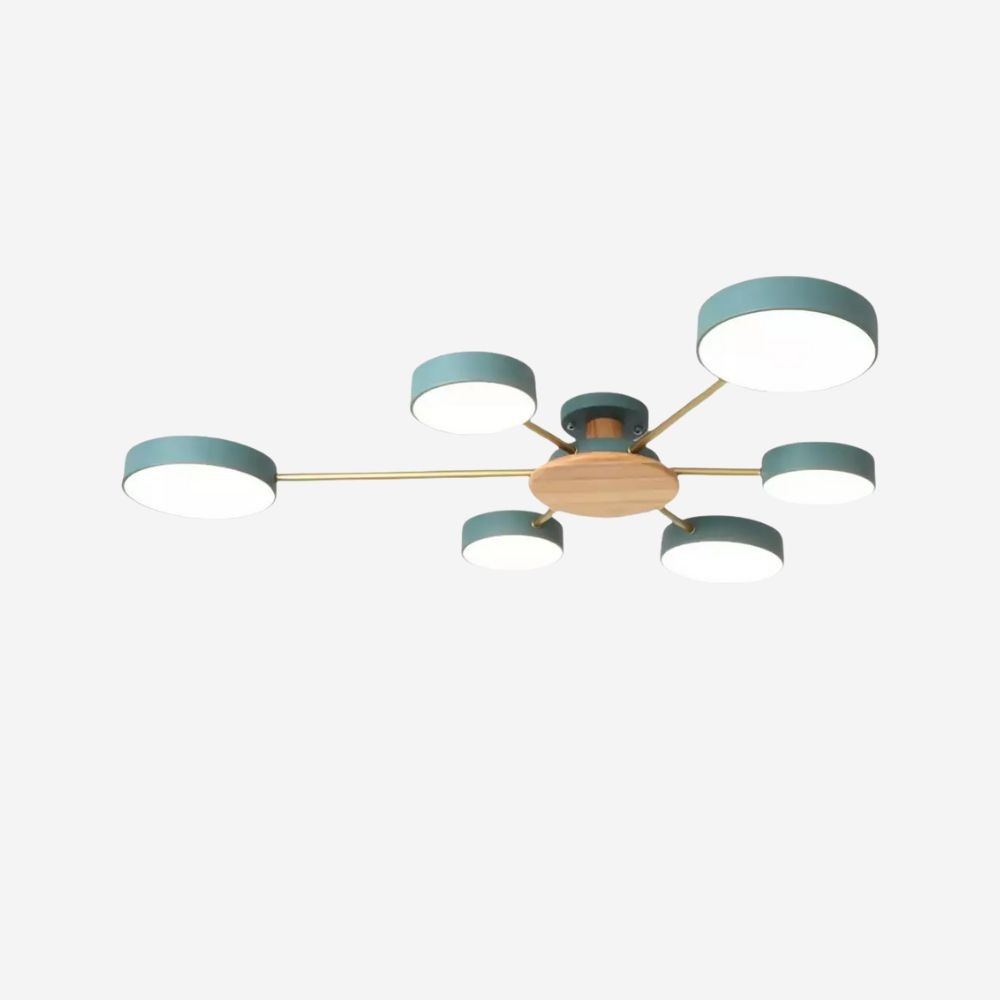Moderne plafondlamp met takkenschijf - LED-lamp van hout voor eetkamer HL1345