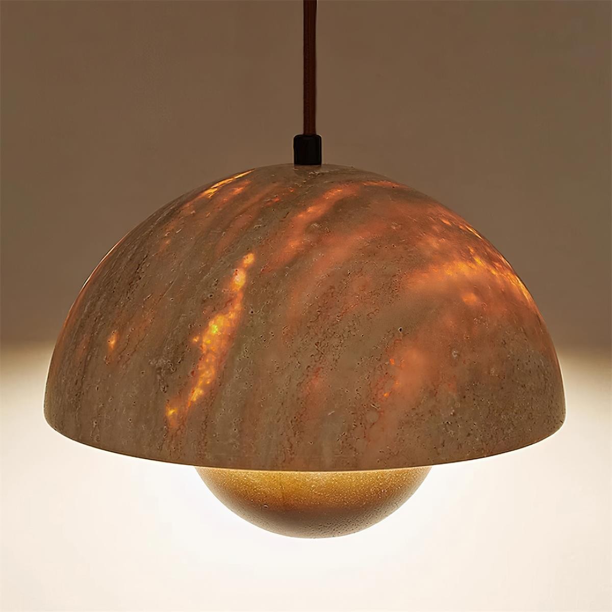 Hanglamp met natuurlijke travertijnbloemknop HL932