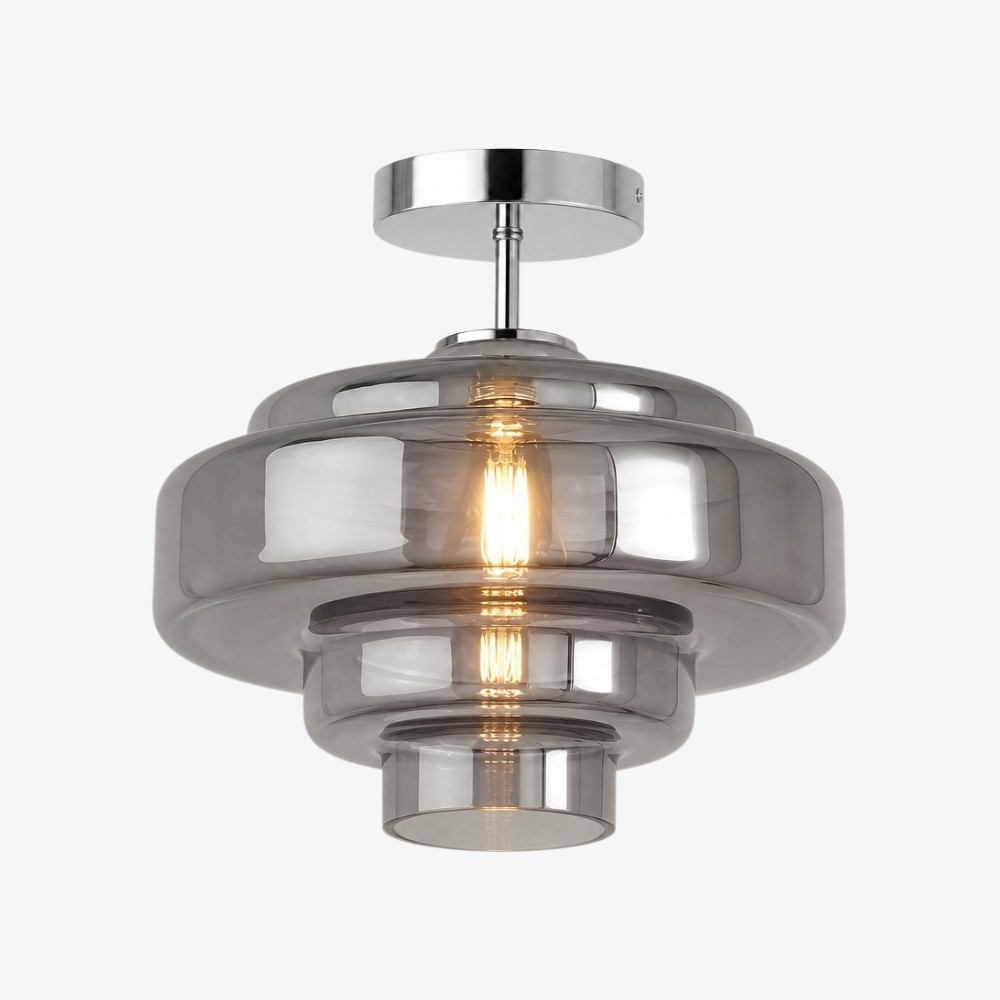 Koloro glazen plafondlamp - gelaagde, afgeronde lampenkap voor hal of garderobe HL3581