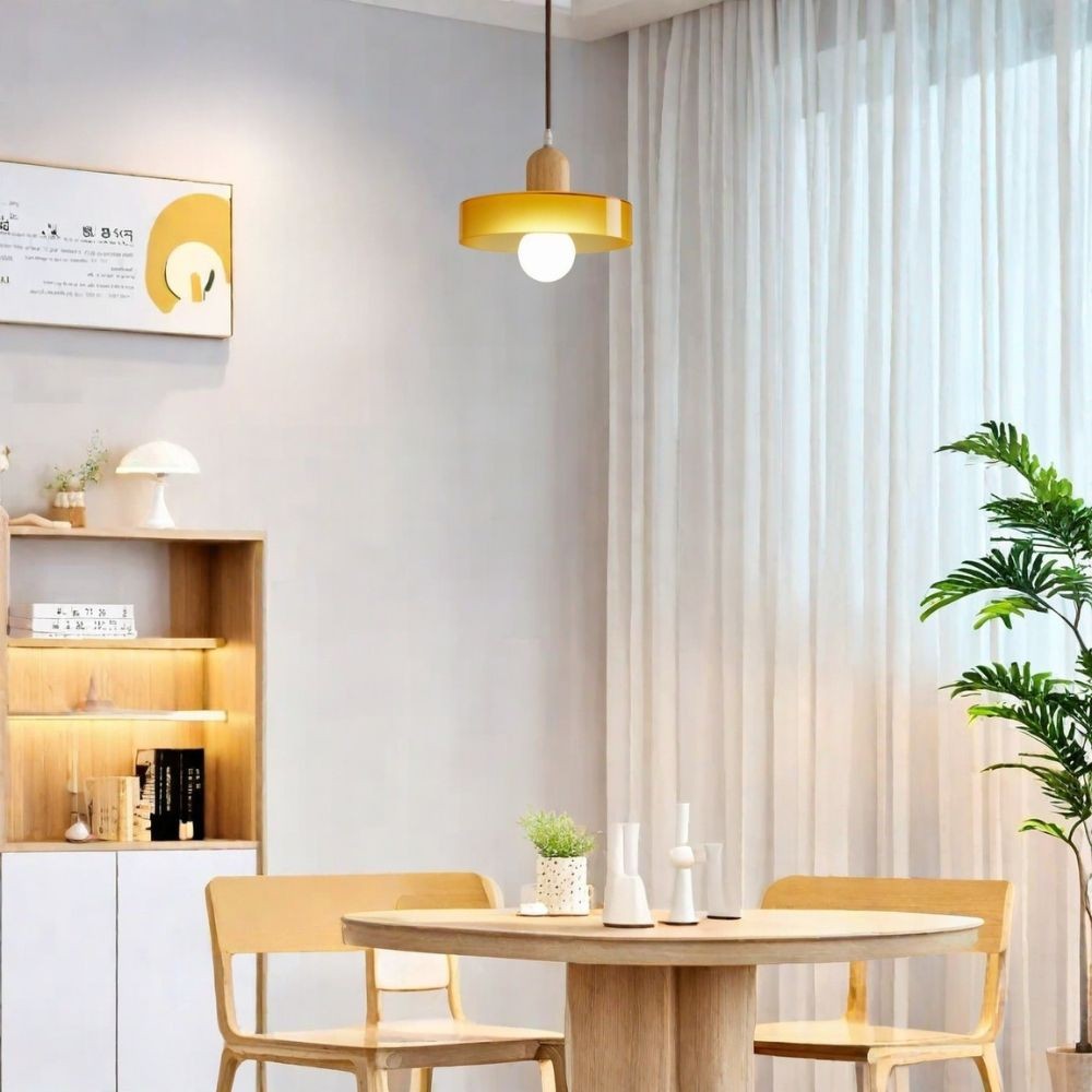 Morandi Glazen Hanglamp - Houten Schijfontwerp HL1047