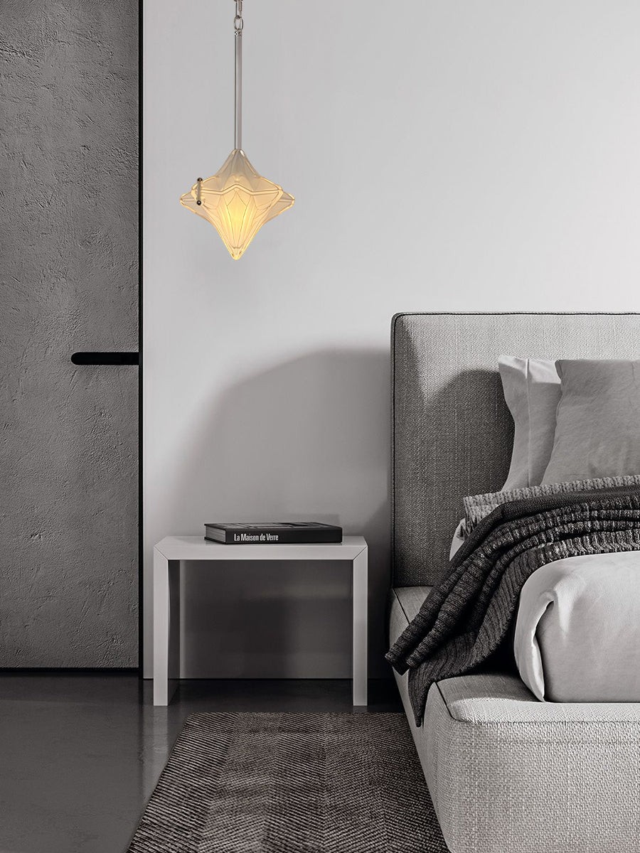 Art Deco Astris Elara Star hanglamp - hanglamp van matglas met geometrische stijl HL1792