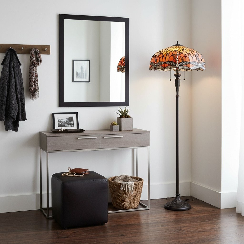 TF Libelle Motief Vloerlamp - Vintage Glas-in-lood voor Woonkamers HL2130