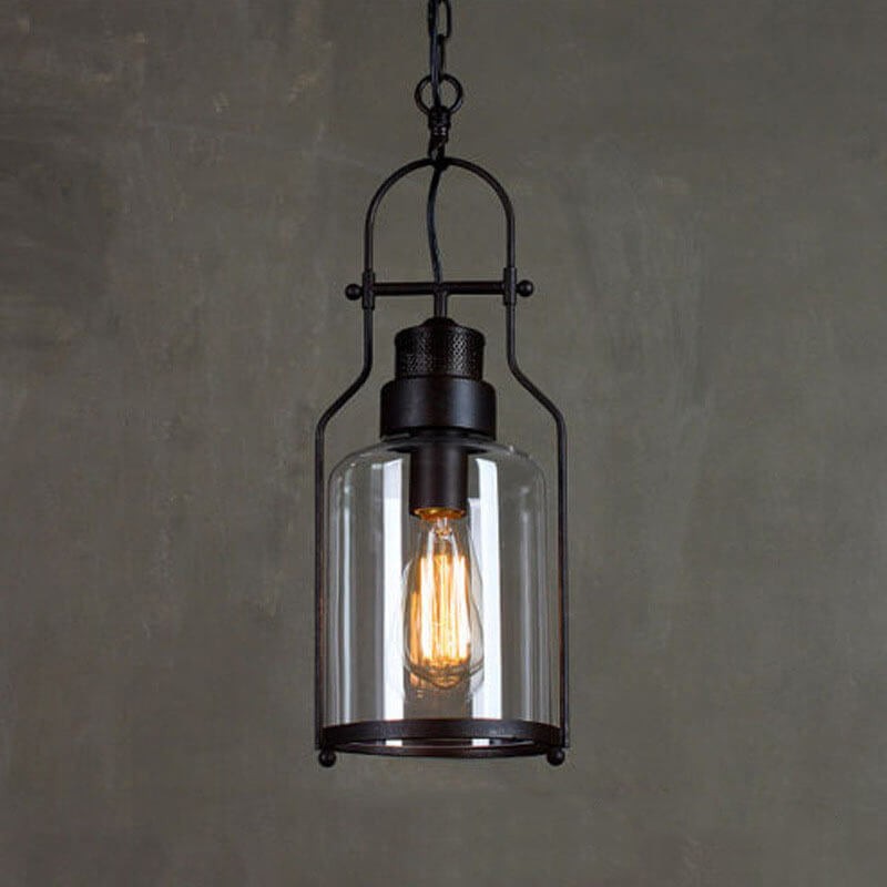 Lirra Vintage Glazen Pot Hanglamp - Industriële Metalen Hanglamp voor Keuken en Bar HL973