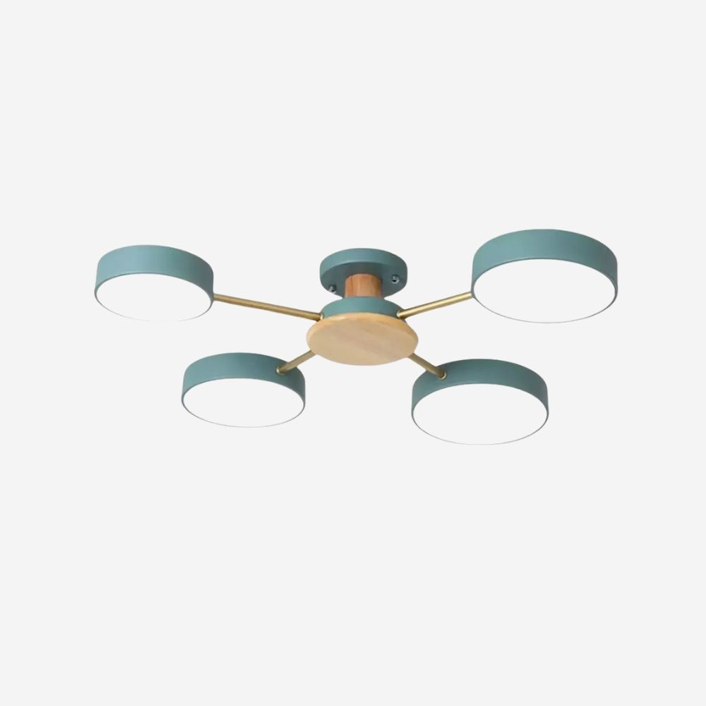 Moderne plafondlamp met takkenschijf - LED-lamp van hout voor eetkamer HL1345