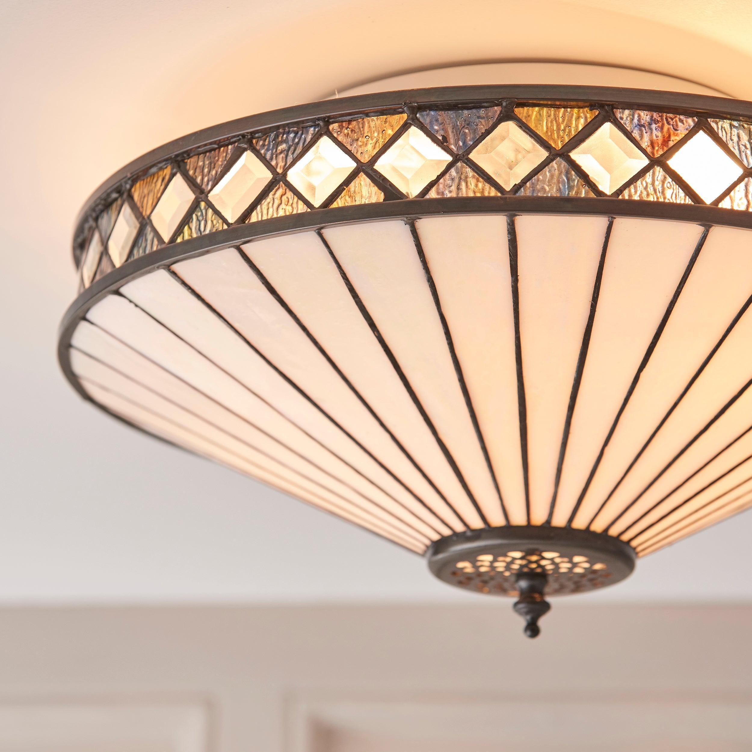 Fargo Tiffany Artistieke Kristallen Plafondlamp voor Woonkamer HL1824