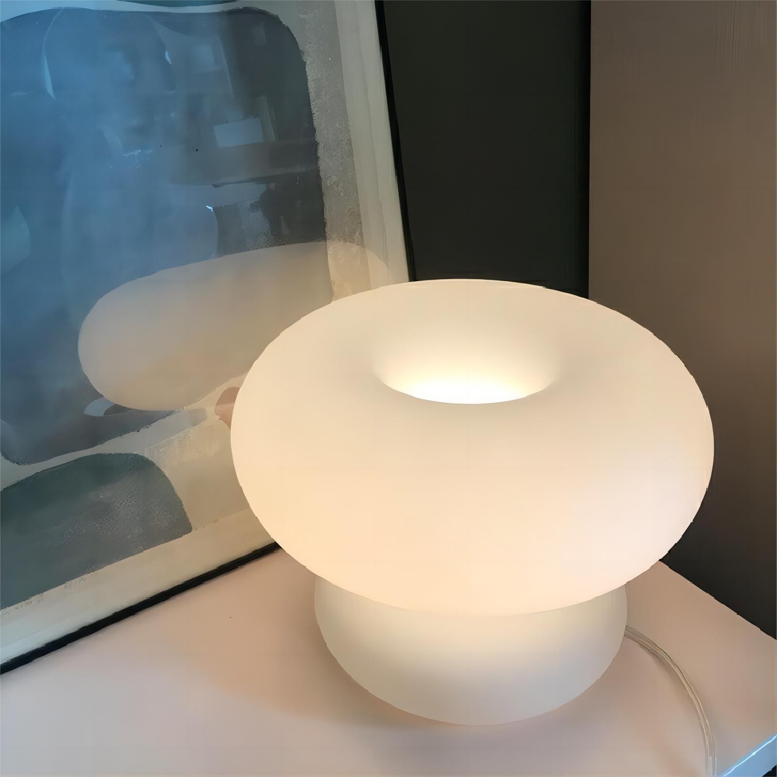 Wit glazen paddenstoel donut Bauhaus tafellamp HL102