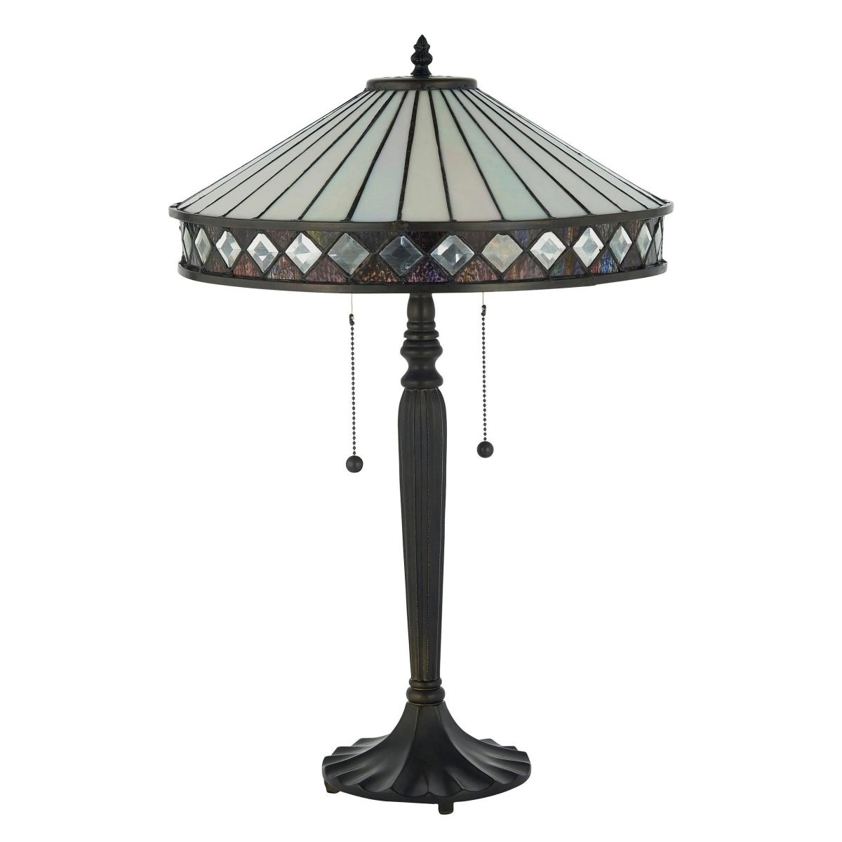 TF Fargo Geometrische Lamp in Tiffany-stijl - Amberkleurig en crèmekleurig glas, accentverlichting voor slaapkamer of