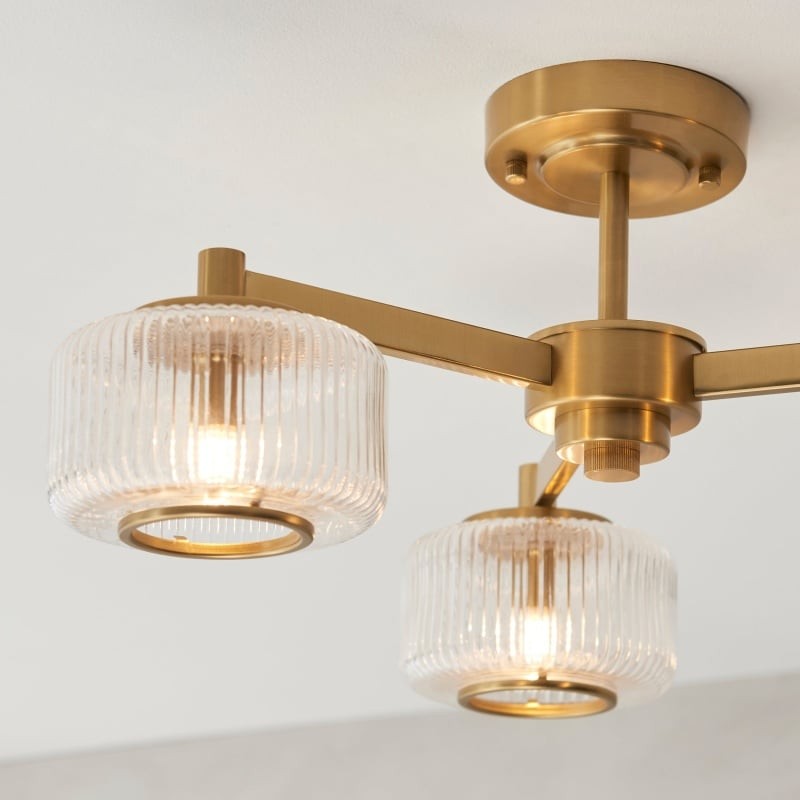 Canovus plafondarmatuur met geribbeld glas - Industriële metalen woonkamerlamp HL2226