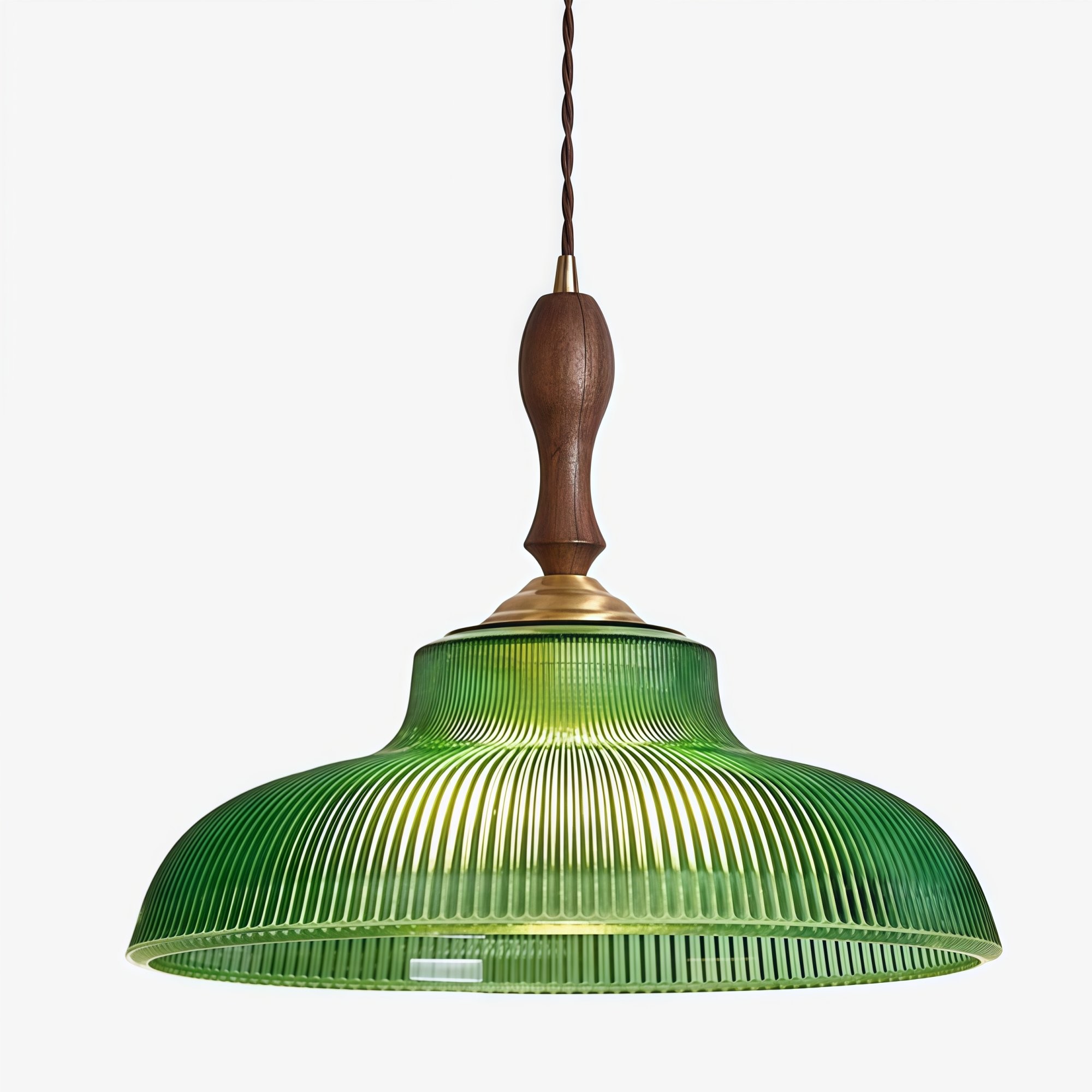 Elunaris Vintage Trompetvormige Hanglamp met Groene Glazen Kap voor de Eetkamer HL2455