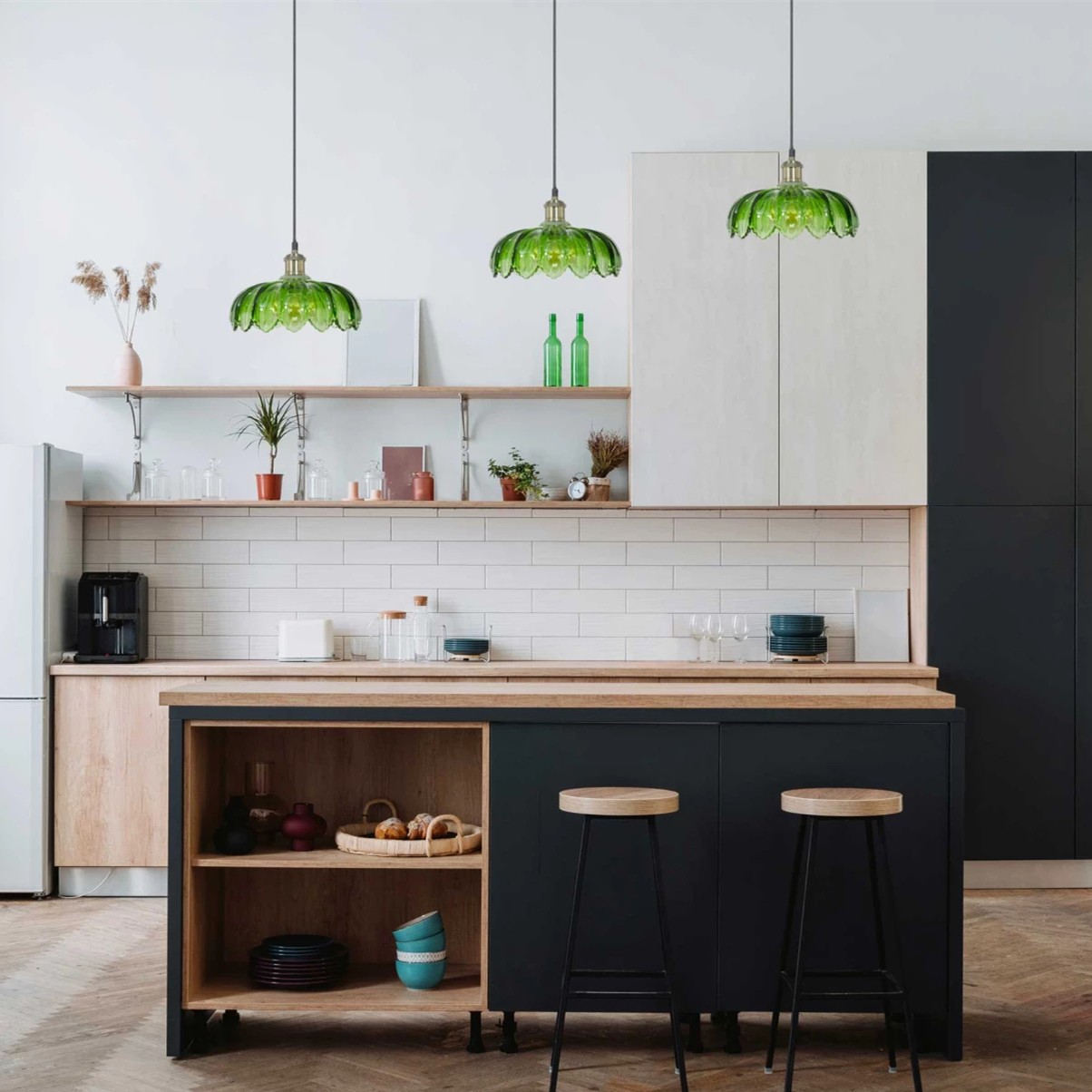 Vintage rustieke bloemblaadjesknoppen glazen hanglamp HL201