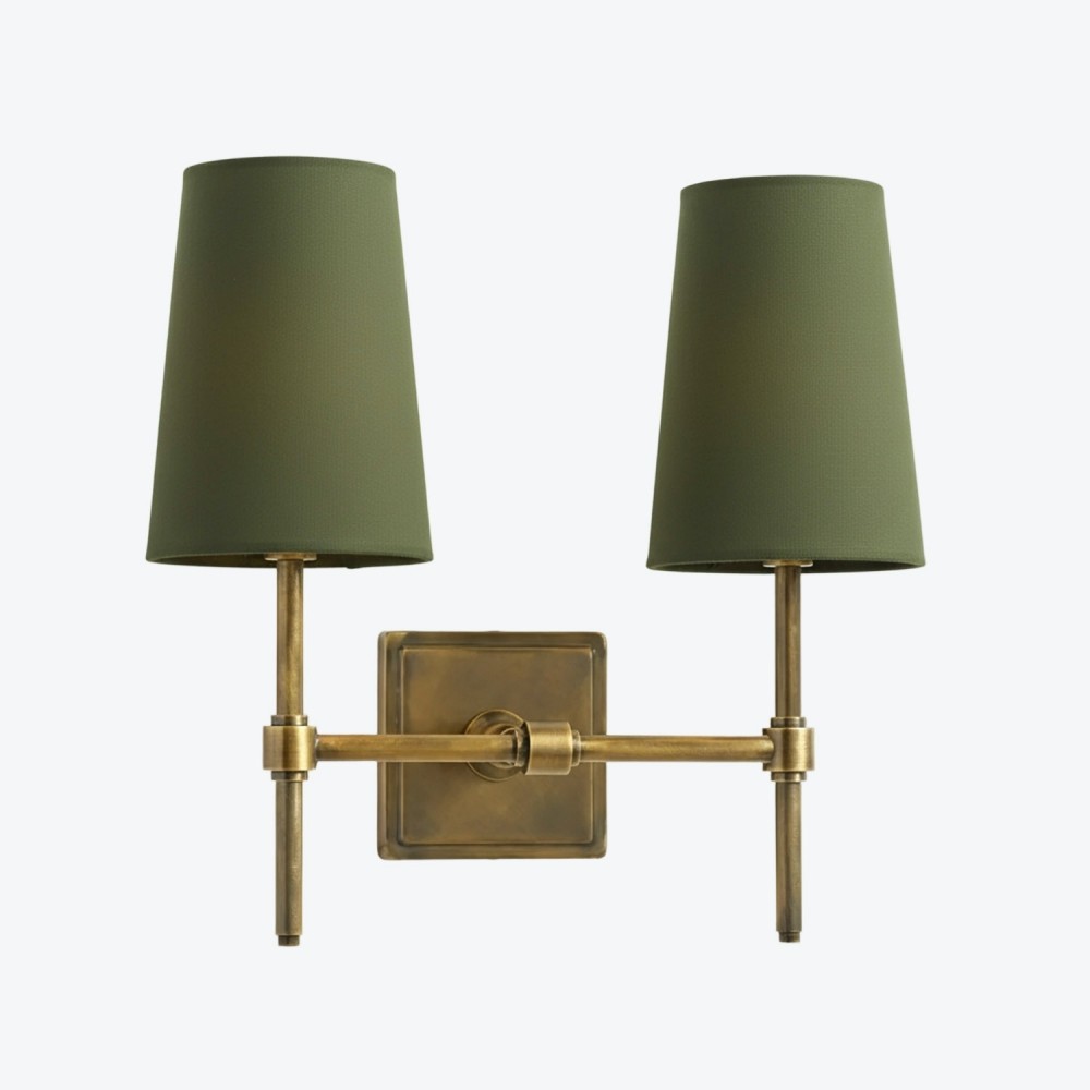 Derlina Witte Linnen Wandlamp – Retro Metalen Verlichtingsarmatuur met Meerdere Hoofden HL1433