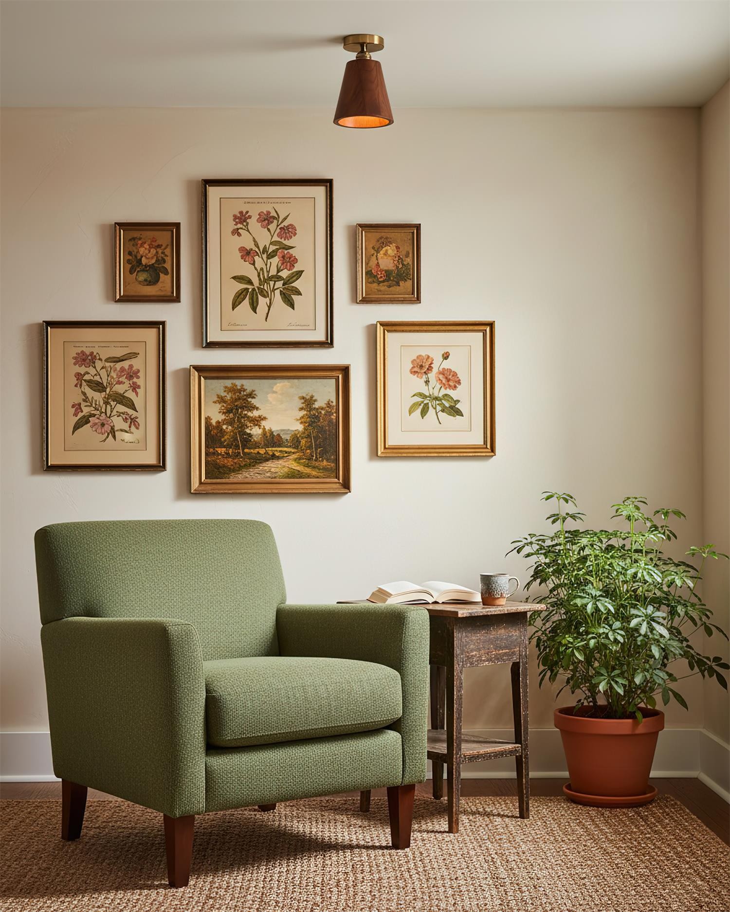 Plafondlamp met kraag van hout HL2788