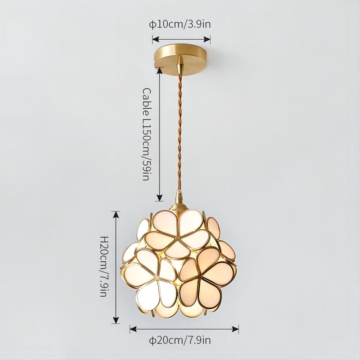 Romantische handgeblazen glazen bloemblad hanglamp HL47