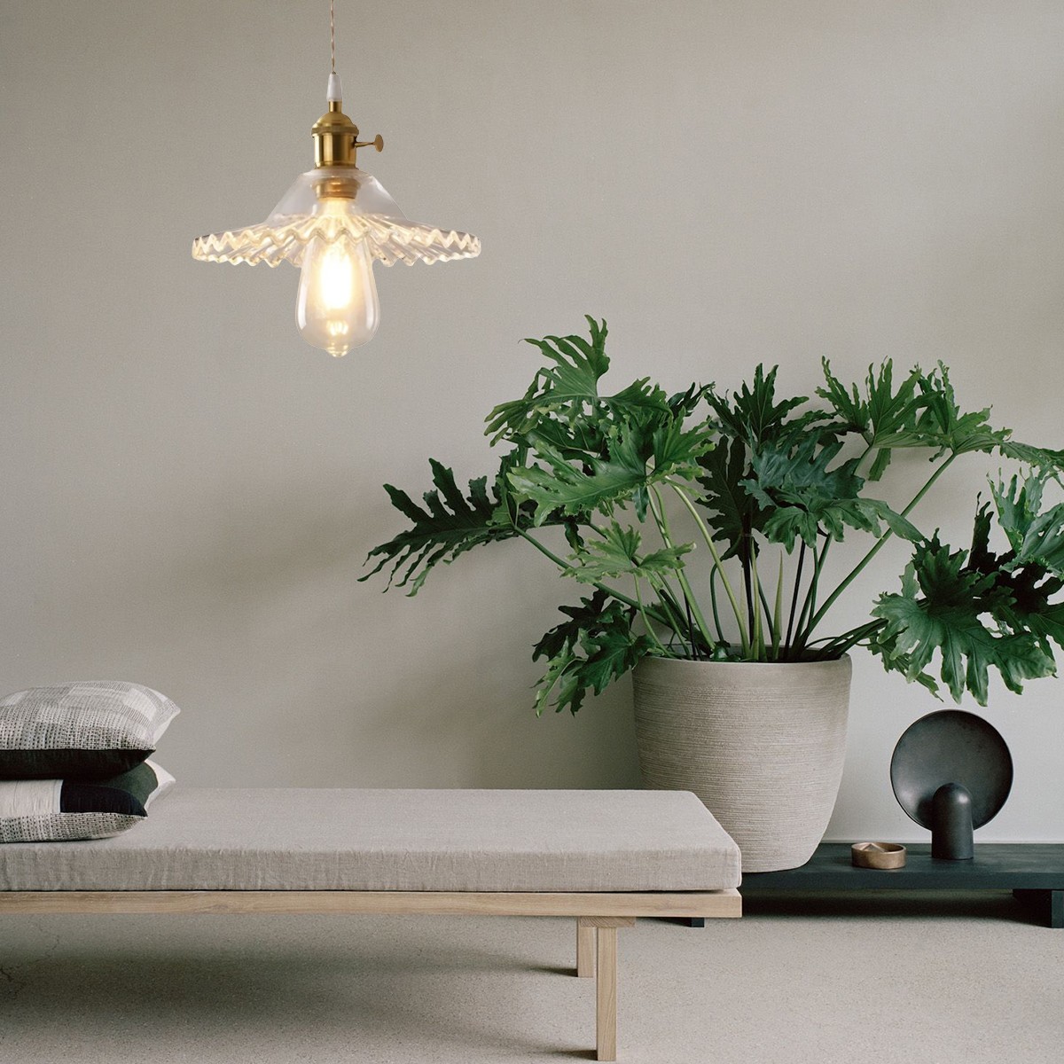Nordic Bloemblaadje Geplooide Glazen Hanglamp HL286
