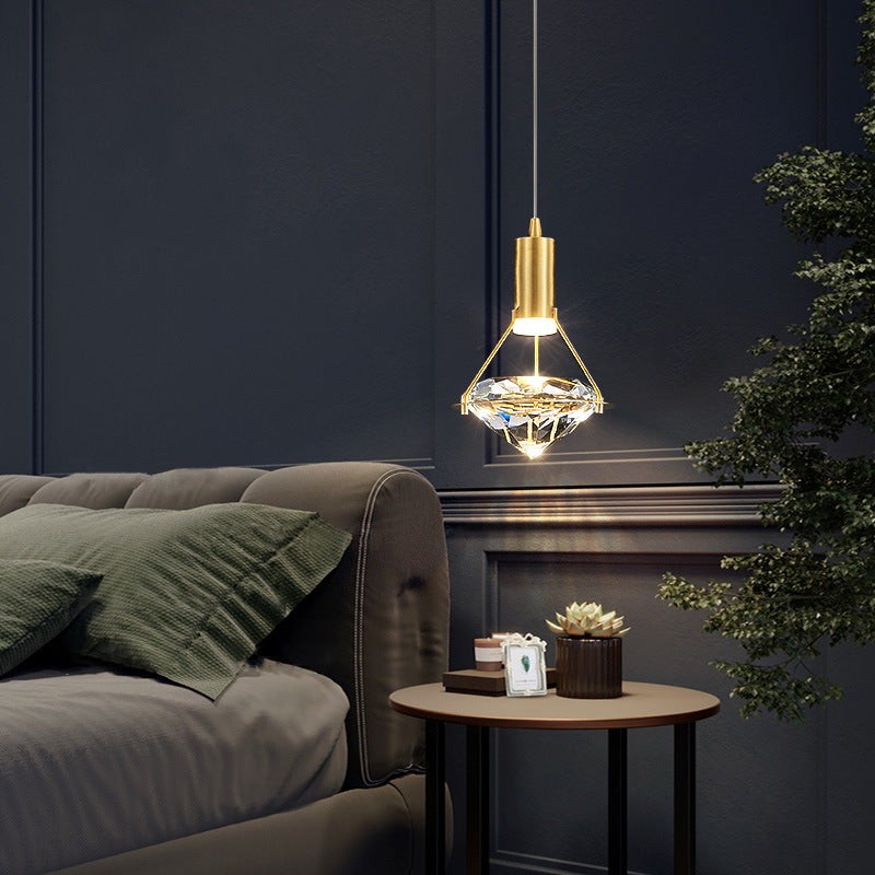 Ruitvormige koperen kristallen hanglamp HL1247