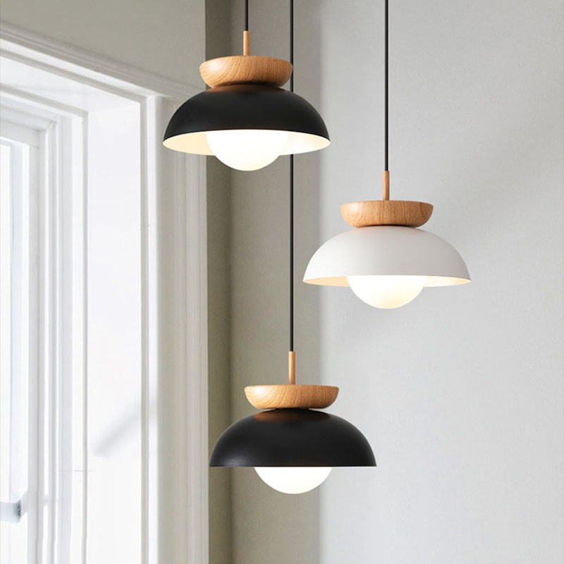 Scandinavische Semi-bol Houten Hanglamp HL100