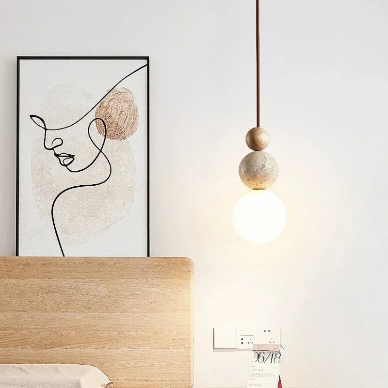 Travertijnsteen Crème Retro Minimalistische LED Hanglamp HL3466