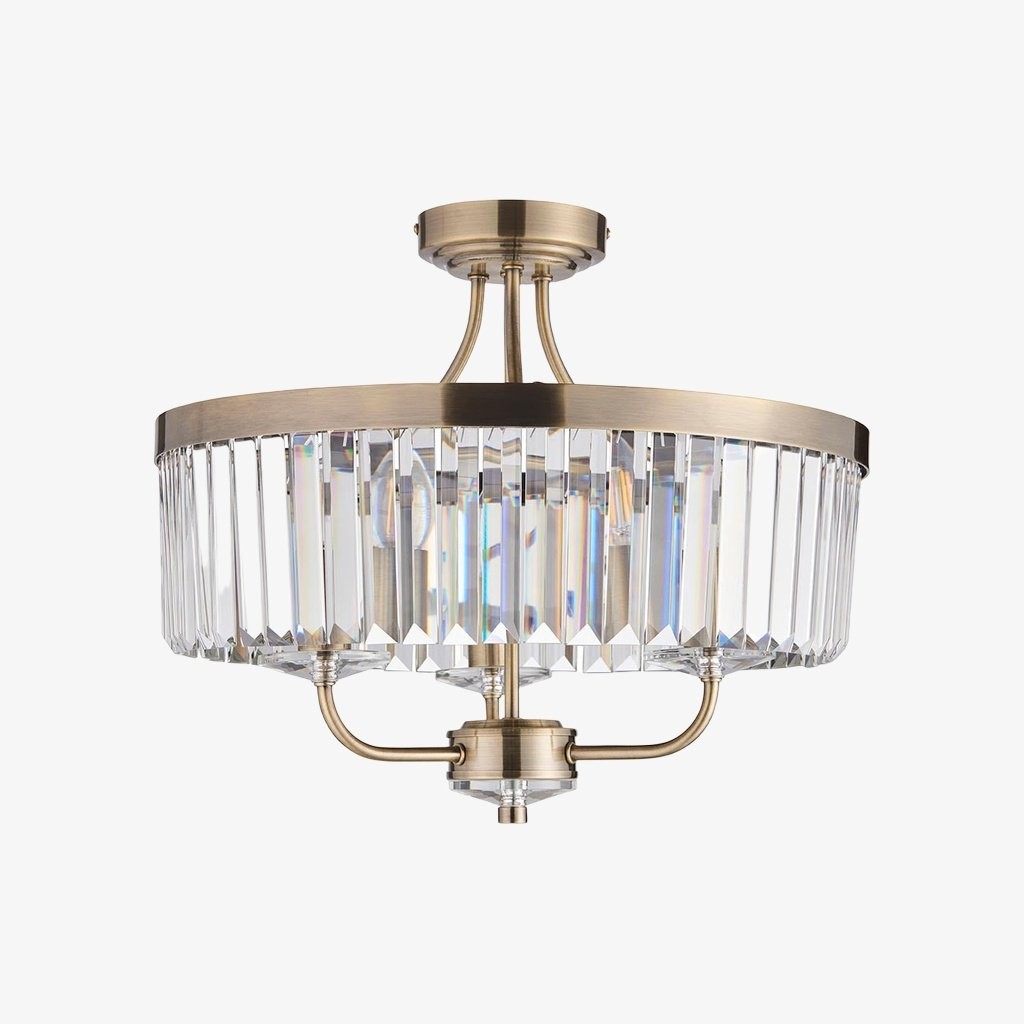 Beveline 3-lichts ronde semi-inbouwlamp - Facetgeslepen glazen kap met metalen afwerking voor gangen en slaapkamers HL2076