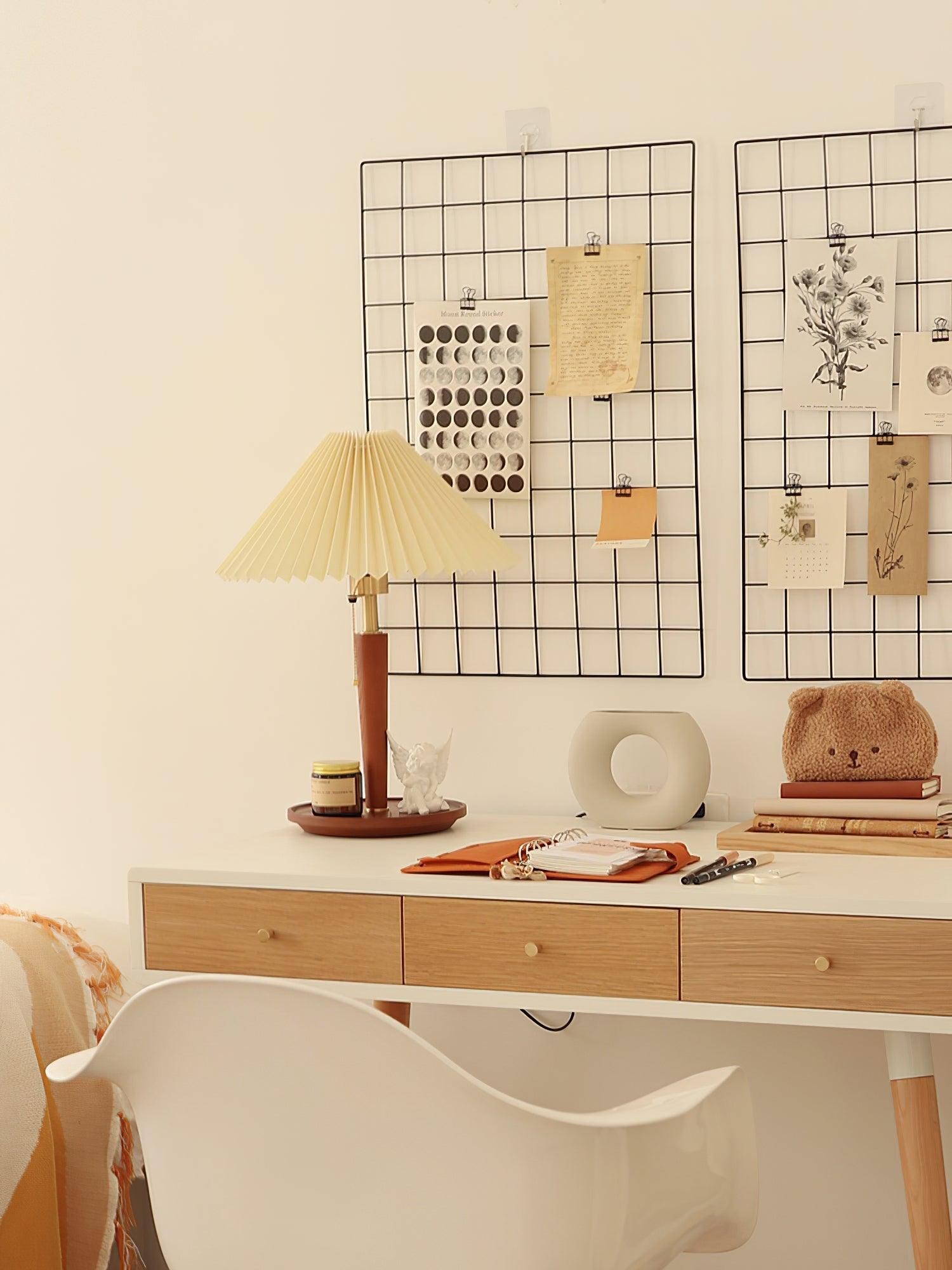 Nordic Retro Geplooide Stoffen Houten Tafellamp Voor Slaapkamer HL482