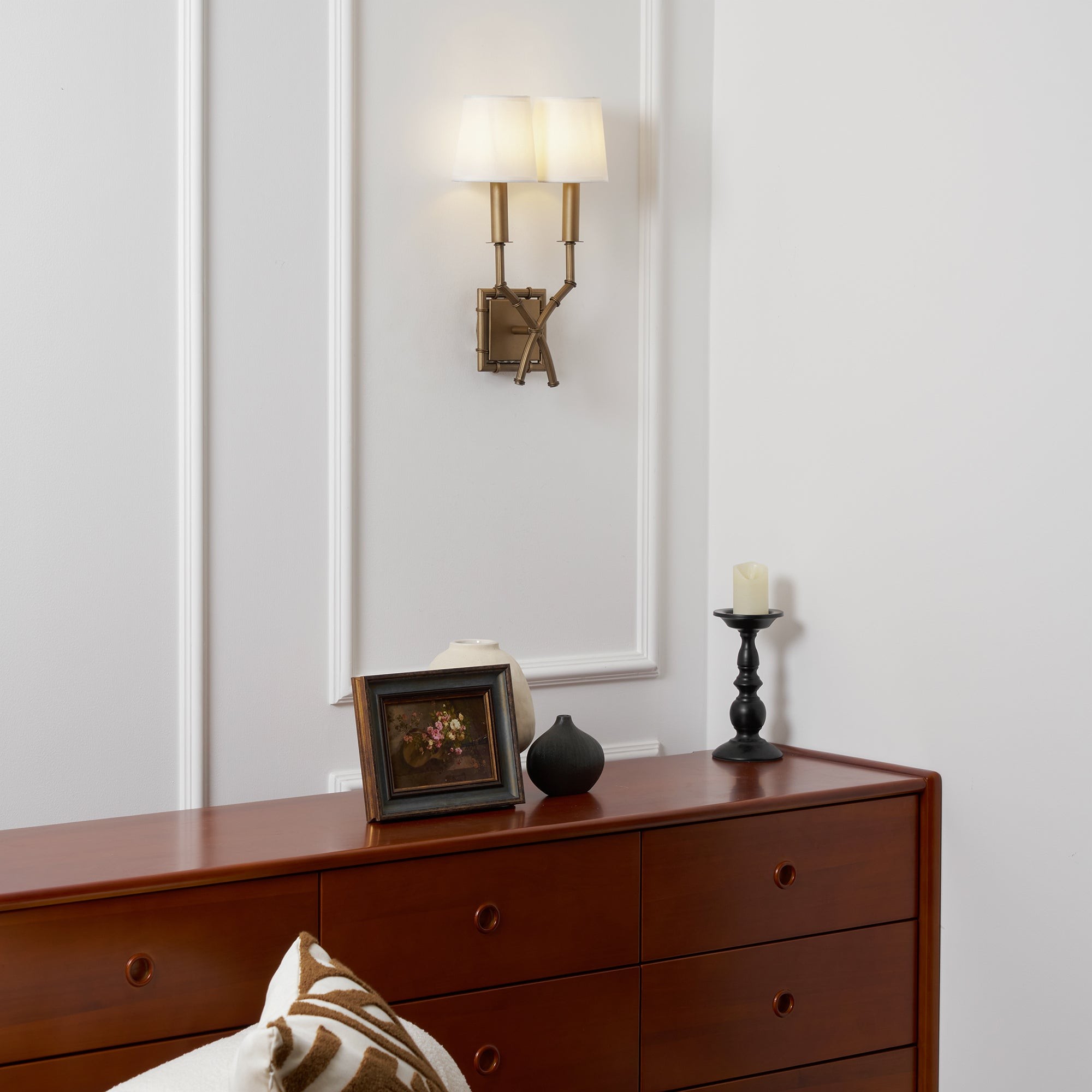 Dubbele bamboe wandlamp HL3139
