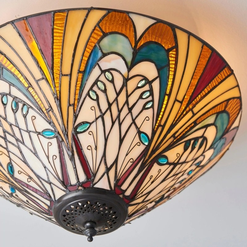 TF Hector Plafondlamp - Handgemaakt glas-in-lood design, half-inbouw of hanglamp voor thuis HL2217