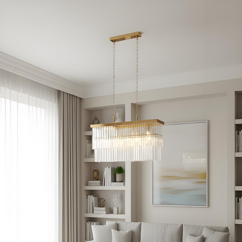 Vitralon Lineaire Hanglamp - Diamantvormige Glazen Lampenkap (Kristalhelder) - Geschikt voor Woon- en Eetkamer HL2139
