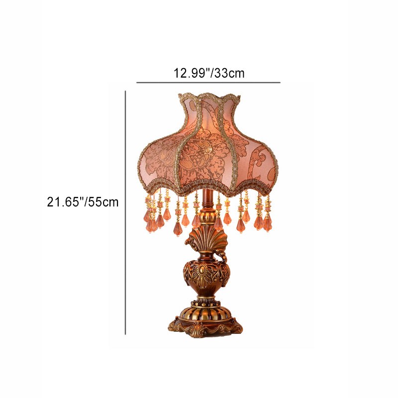 Traditionele Europese roze patroon lampenkap tafellamp HL873