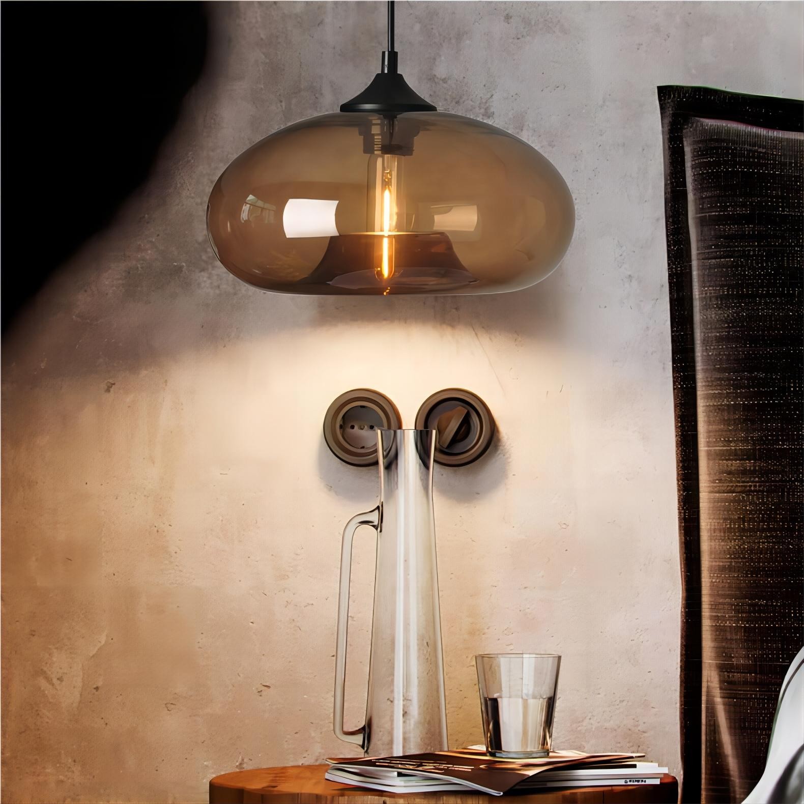 Scandinavische Macaron transparant glas kunst hanglamp HL109