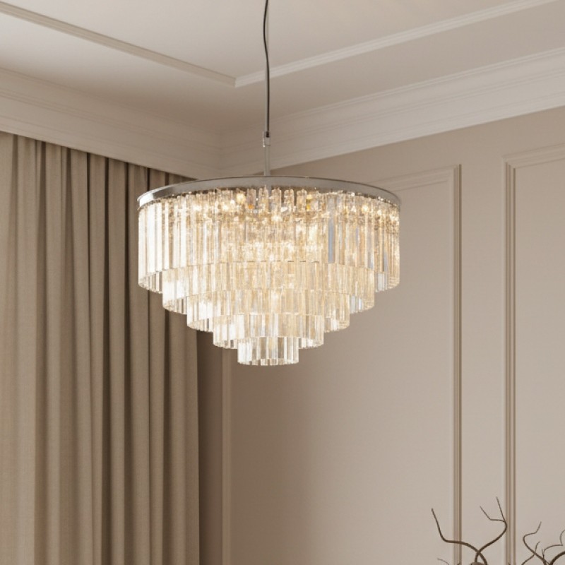 Aurevon Crystal Prism Modern Plafondkroonluchter met Metalen Frame voor Thuis en Hotel HL2298