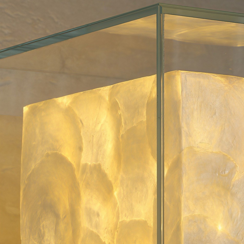 Beamira Mica Vierkante Wandlamp - Decoratieve Wandlamp met Glazen Kap en Schelpvorm voor Hal HL3539