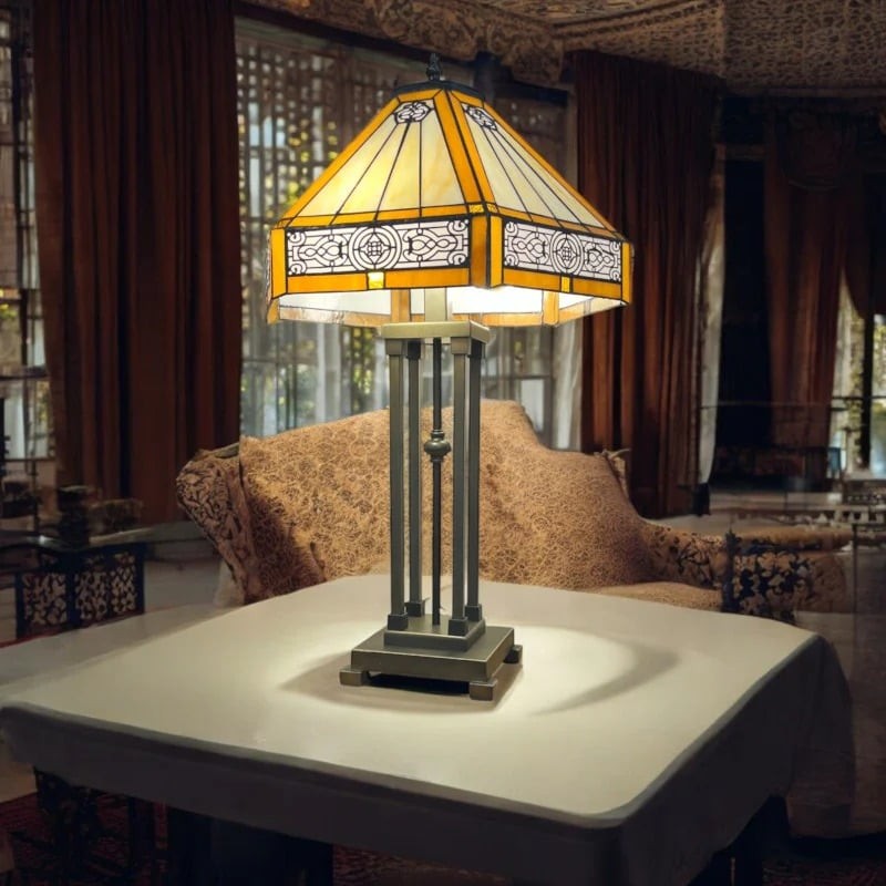 Velora Artisan Libelle Glas-in-lood Tafellamp - Vintage Tiffany Stijl Accentlamp voor de Woonkamer HL2093