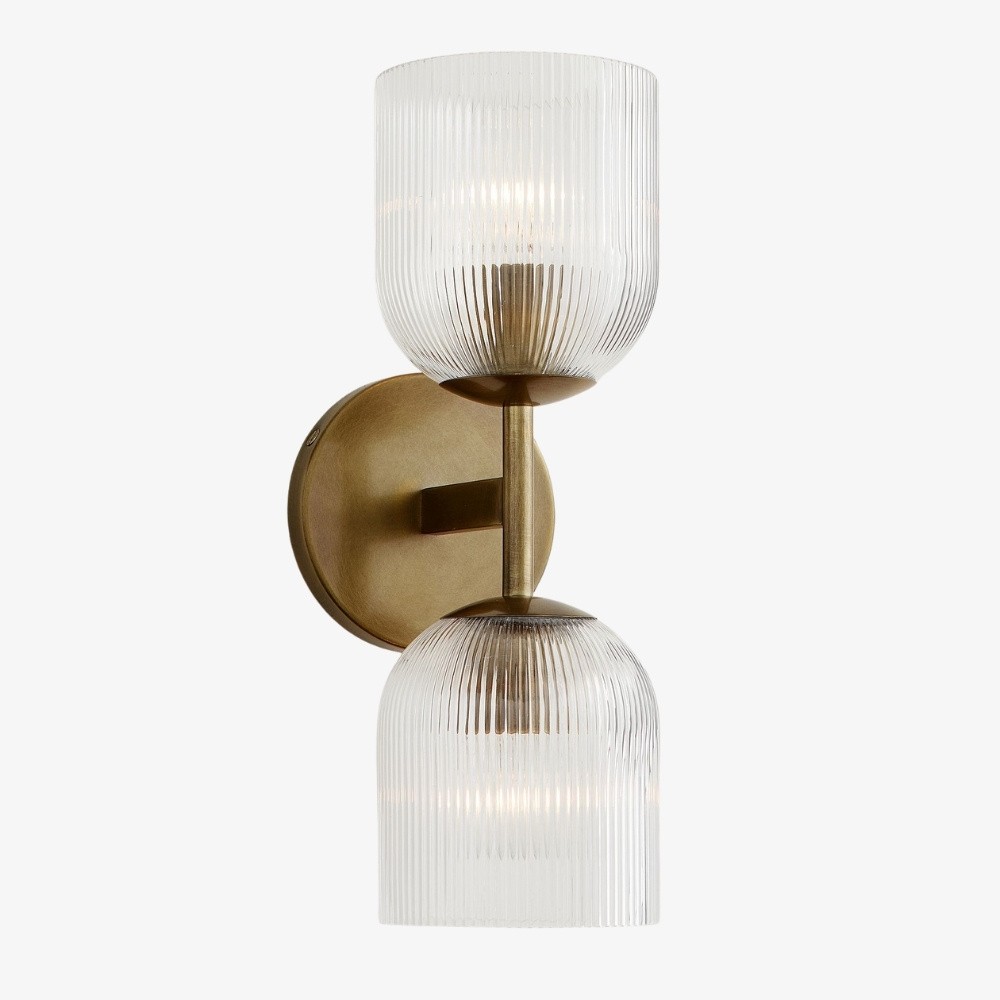 Bravira geribbelde glazen wandlamp - metalen wandlamp met heldere glazen kap HL1552