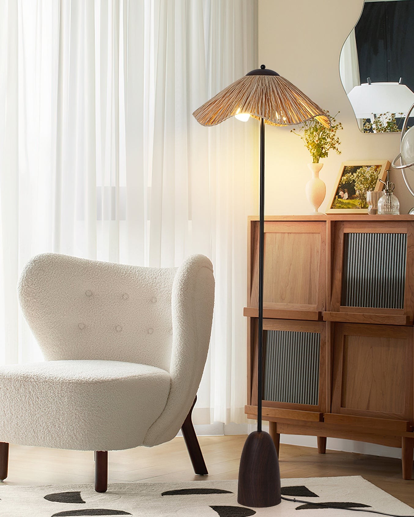 Retro strohoed vloerlamp HL1184