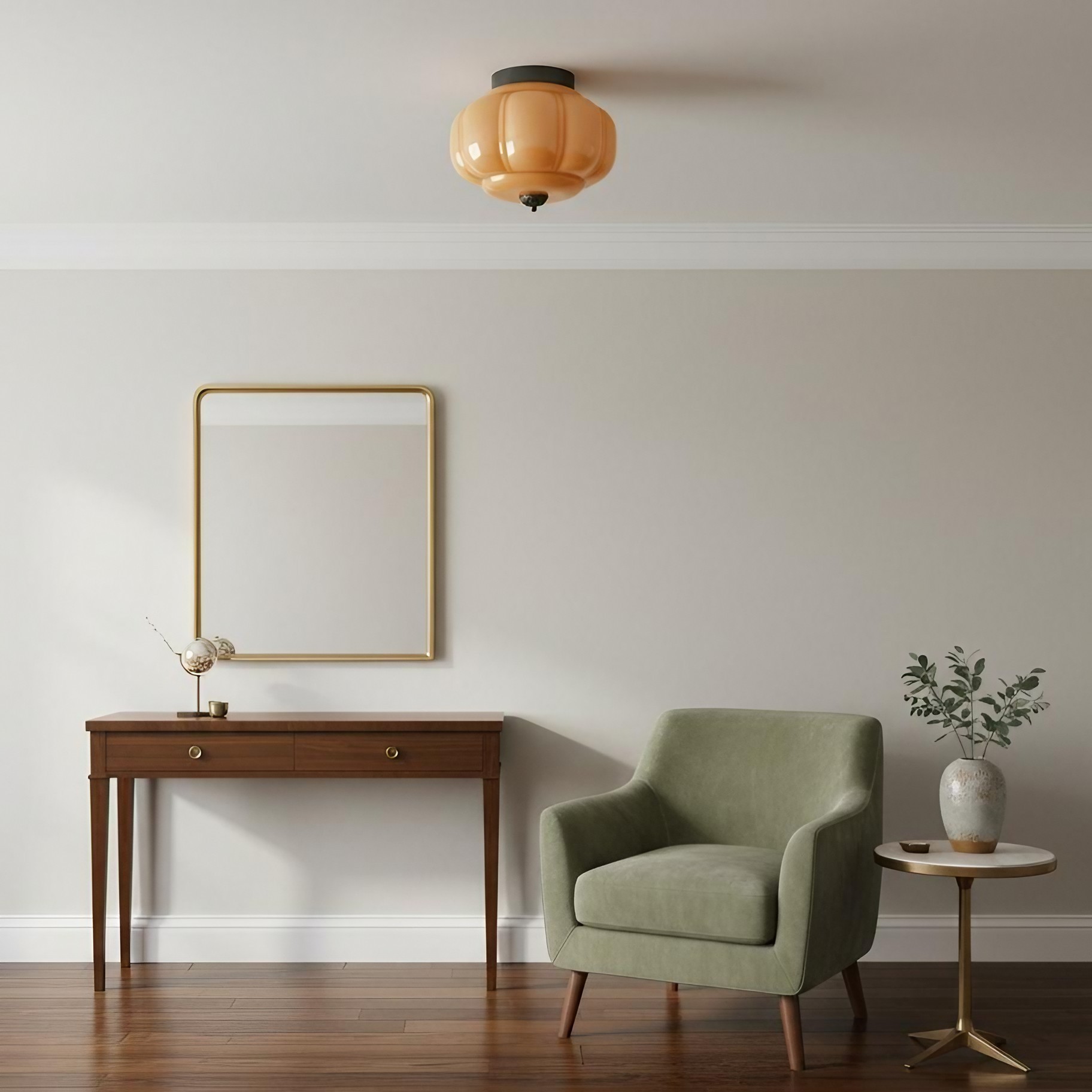 Eloise Retro Melkglas Semi-inbouw Plafondlamp HL948