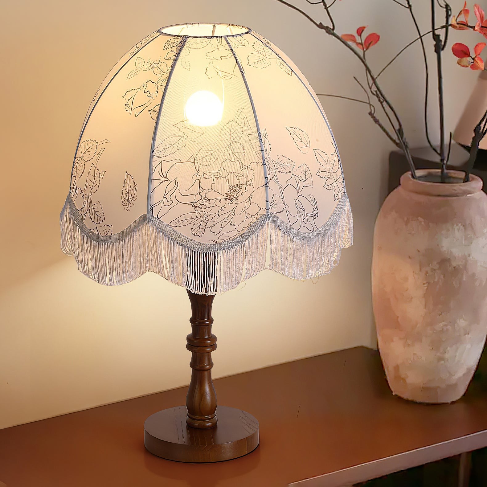 Luxe bedrukte kwast tafellamp HL802
