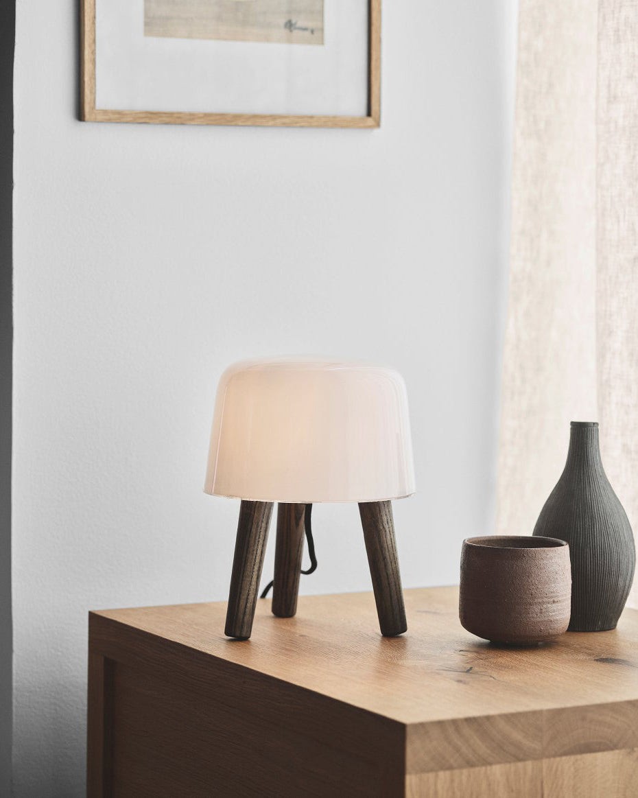 Nordic Wood Decoratieve Glazen Tafellamp Voor Slaapkamer HL709