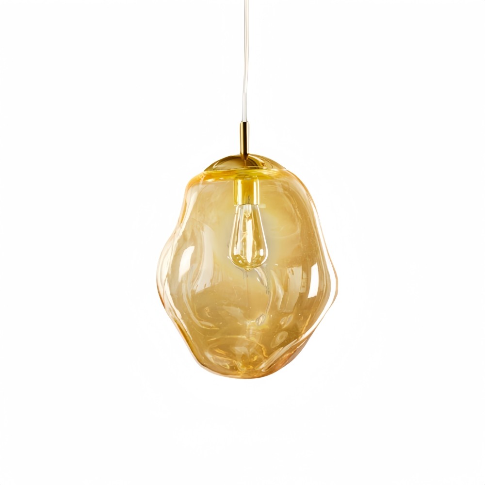 Amberkleurige Glazen Hanglamp - Modern Bolvormig Ontwerp HL1041