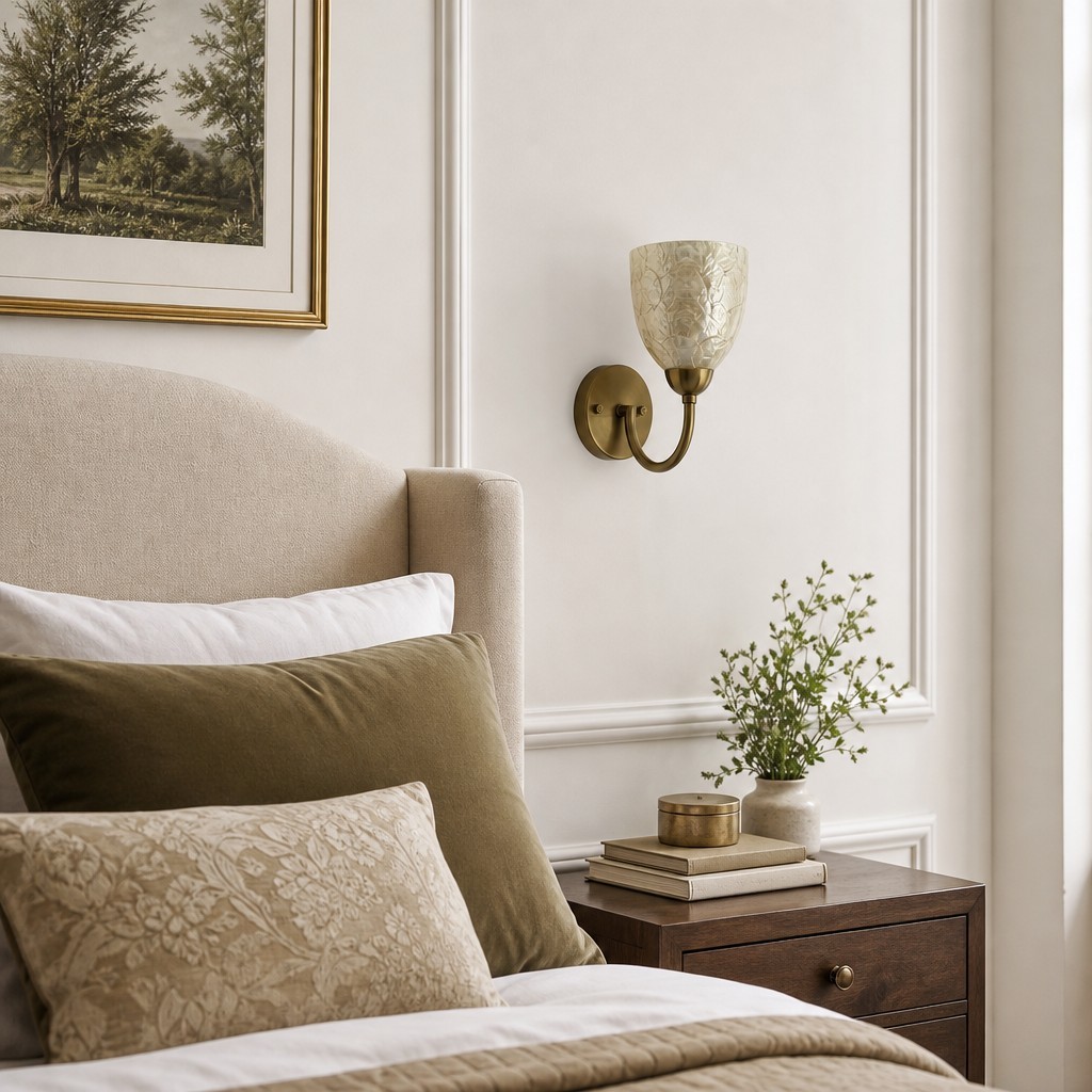 Nacrelith wandlamp - Moderne Capiz schelplamp voor de slaapkamer HL3565