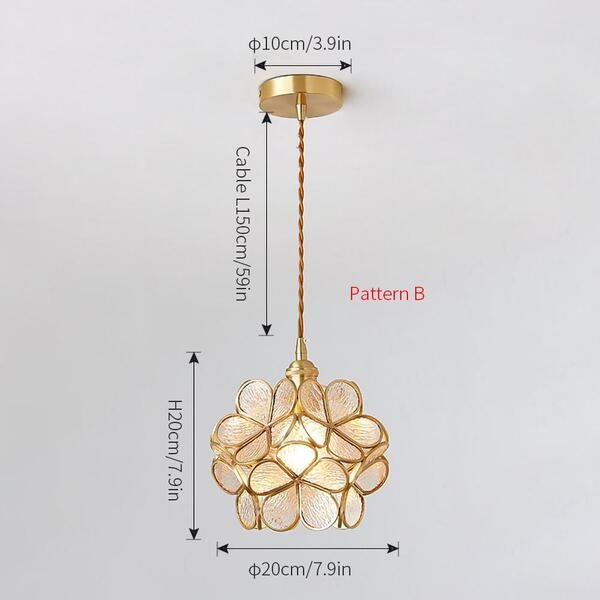 Romantische handgeblazen glazen bloemblad hanglamp HL47