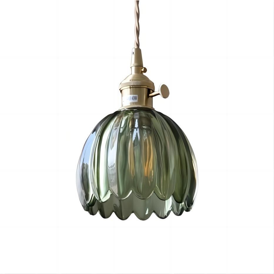 Retro koperen glazen bloemblaadjes hanglamp HL90