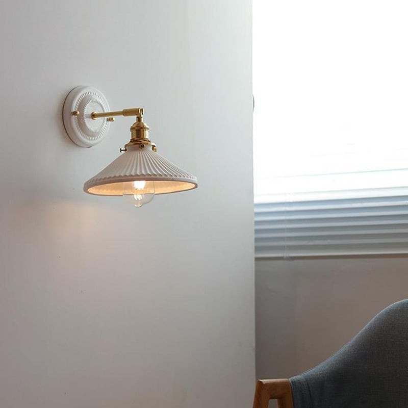 Vintage Japanse keramische messing wandlamp met 1 lamp HL1400